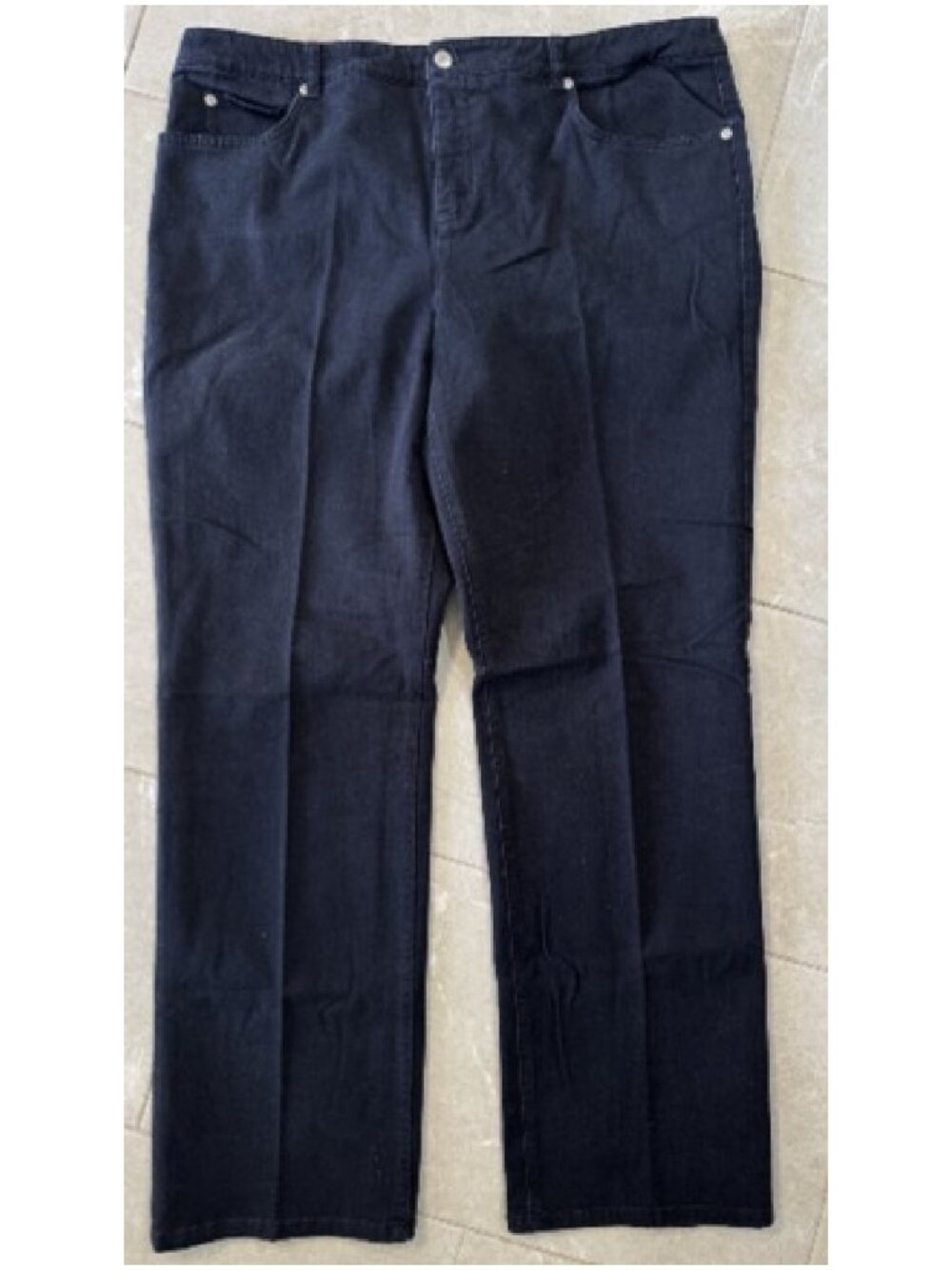 Kim Parrish Denim Jeans Womens 18W Dark Wash Stretchy Straight 2X Mid Rise 42x32